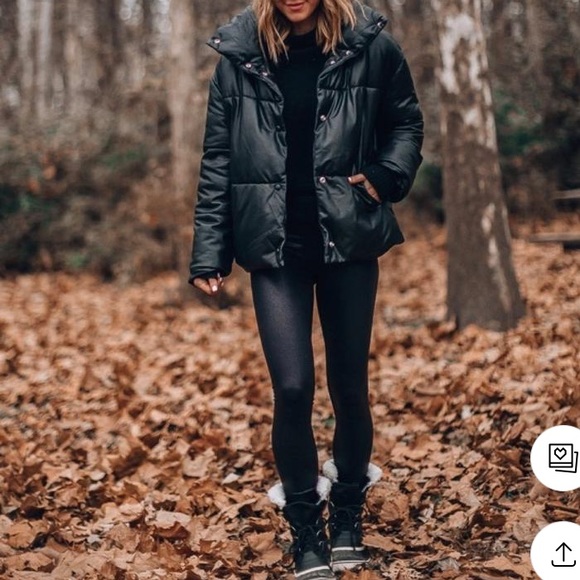 Zara Jackets & Blazers - Zara black leather like puffer Coat